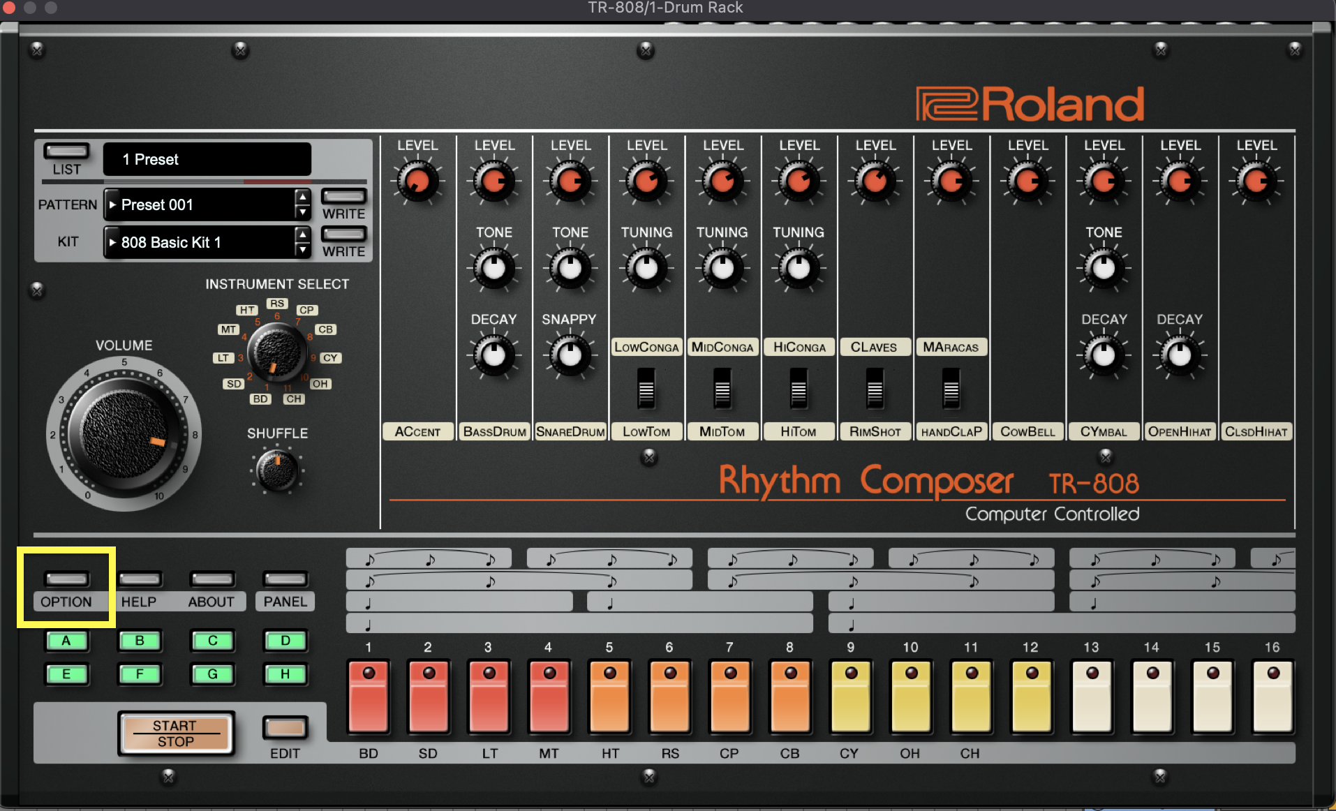 TR-808 graphical user interface