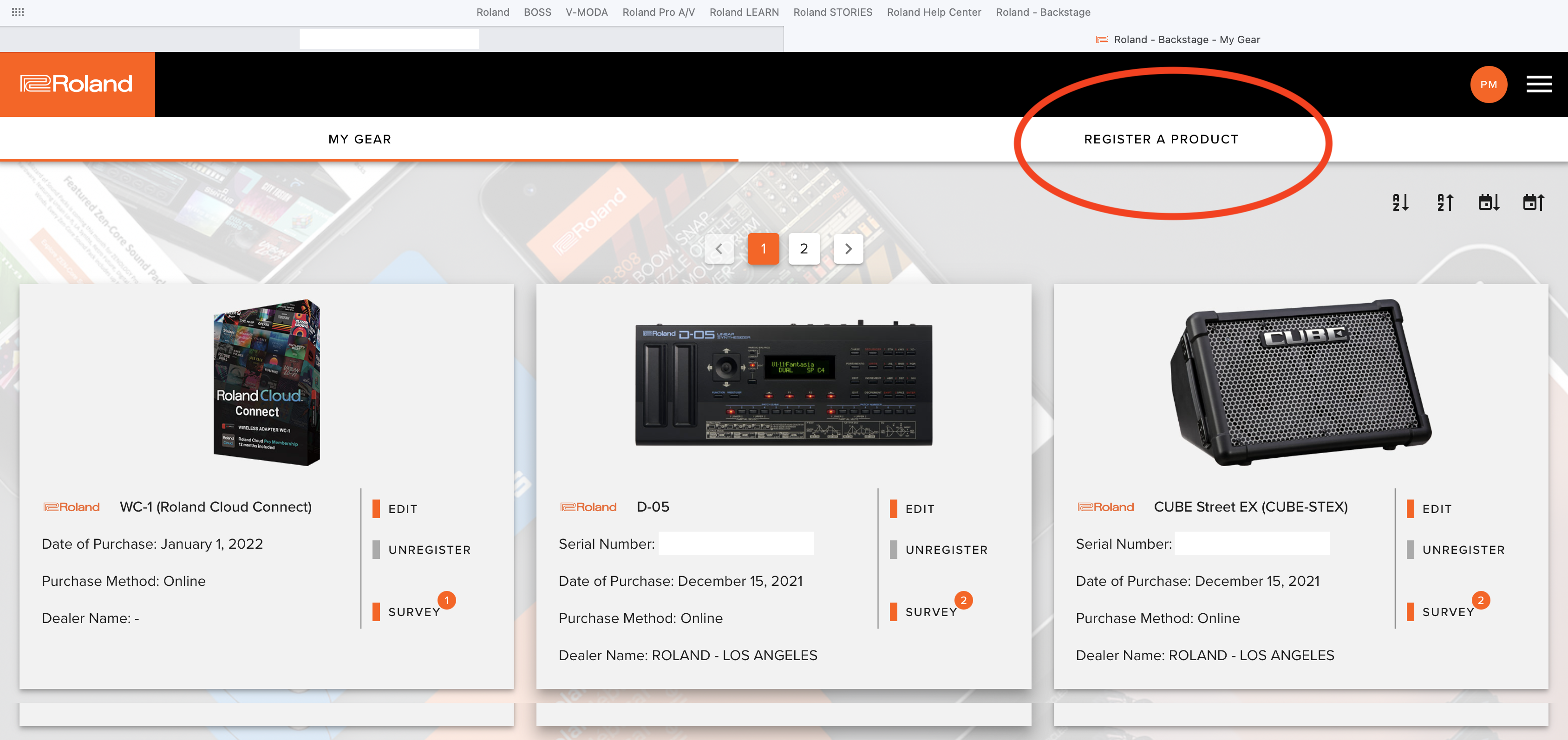 How do I register my gear to my ROLAND ACCOUNT? – Roland Corporation