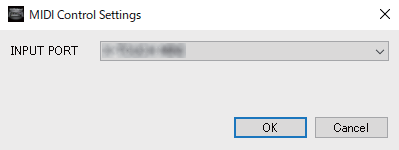 MIDI Control Settings​ Window