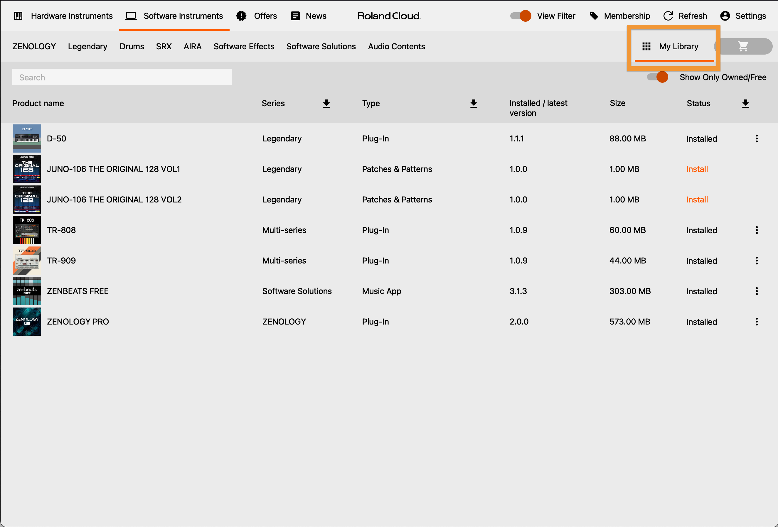 roland_cloud_manager_v3_My Library