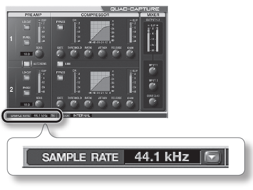 QUAD-CAPTURE: Setting the Sampling Rate – Roland Corporation