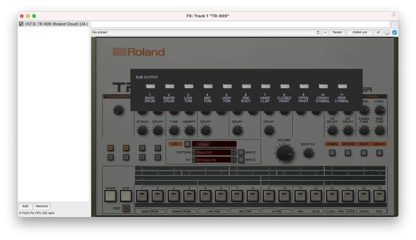 Roland Cloud TR-909/808/707/727/606: How to configure for multi